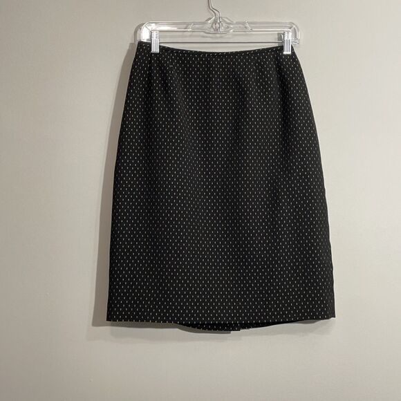 Le Suit Black Geo Print Skirt 10P Lined Split Hem Zipper Career Wear 10P - Picture 1 of 11